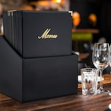 thumbnail of Securit® Box mit 20 A4 Speisekartenhüllen "Classic" – Schwarz – Kunstleder – 4 Seiten