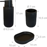 thumbnail of Relaxdays Bad Accessoires, 3-teilig, Seifenschale, Seifenspender, Zahnputzbecher, Polyresin, Bad Zubehör Set, schwarz