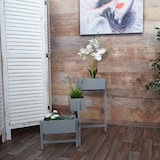 thumbnail of Prateleira para plantas T275, caixa para plantas com suporte para flores, 65x108x15cm, madeira com aspeto gasto vintage ~ azul-cinzento