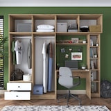 thumbnail of Armario con escritorio BA122 2697 blanco nogal 240x216.8x42.5 cm