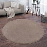 thumbnail of Teppich Kurzflor waschbar Unifarben Wohnzimmer schmutzabweisend Taupe Rund 200D | 100% Polyester | Florhöhe: 10 mm | pflegeleicht