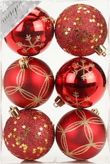 thumbnail of 6 Weihnachtskugeln 8cm Kunststoff Christbaumkugeln Weihnachtsbaumkugeln rot