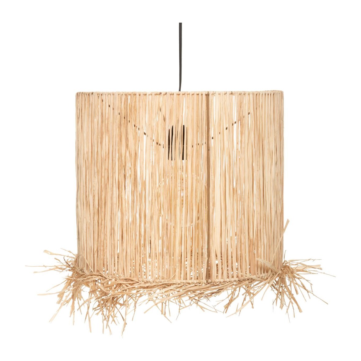 Atmosphera Raphia Haci - Luminária de teto 36x36x38cm feita de ráfia e ferro na cor bege.