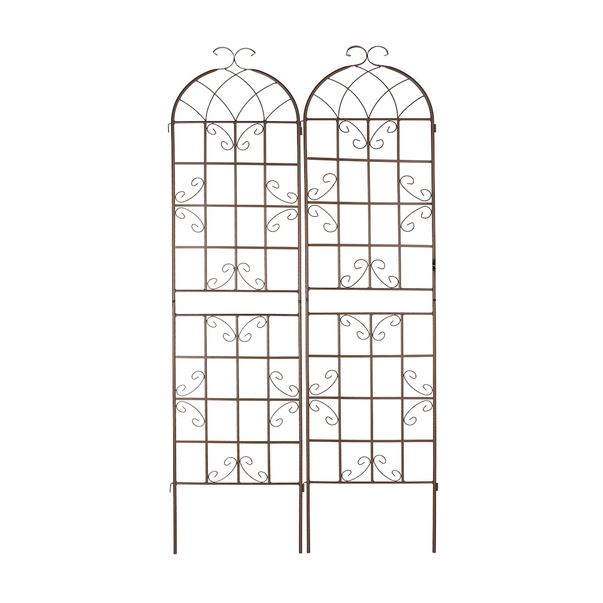 Relaxdays Rankgitter Metall, 2er Set, Rankhilfe für Kletterpflanzen, zum Stecken, Rankspalier HxBxT: 220x52x2 cm, braun