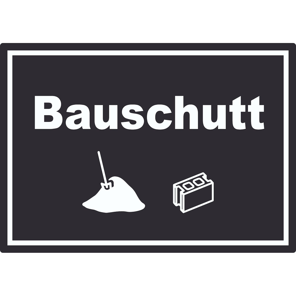 Bauschutt Mülltrennung Aufkleber Text Symbol Ziegel Baustein A6 (105x148mm)