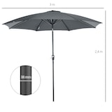 thumbnail of Outsunny sombrilla de jardín Ø300x252 cm parasol de terraza con manivela techo inclinable y 8 varillas de metal para patio balcón exterior marrón