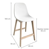 thumbnail of Chaises d'ilot et bar 65 cm ELIOS en chêne et assise plastique - Lot de 2