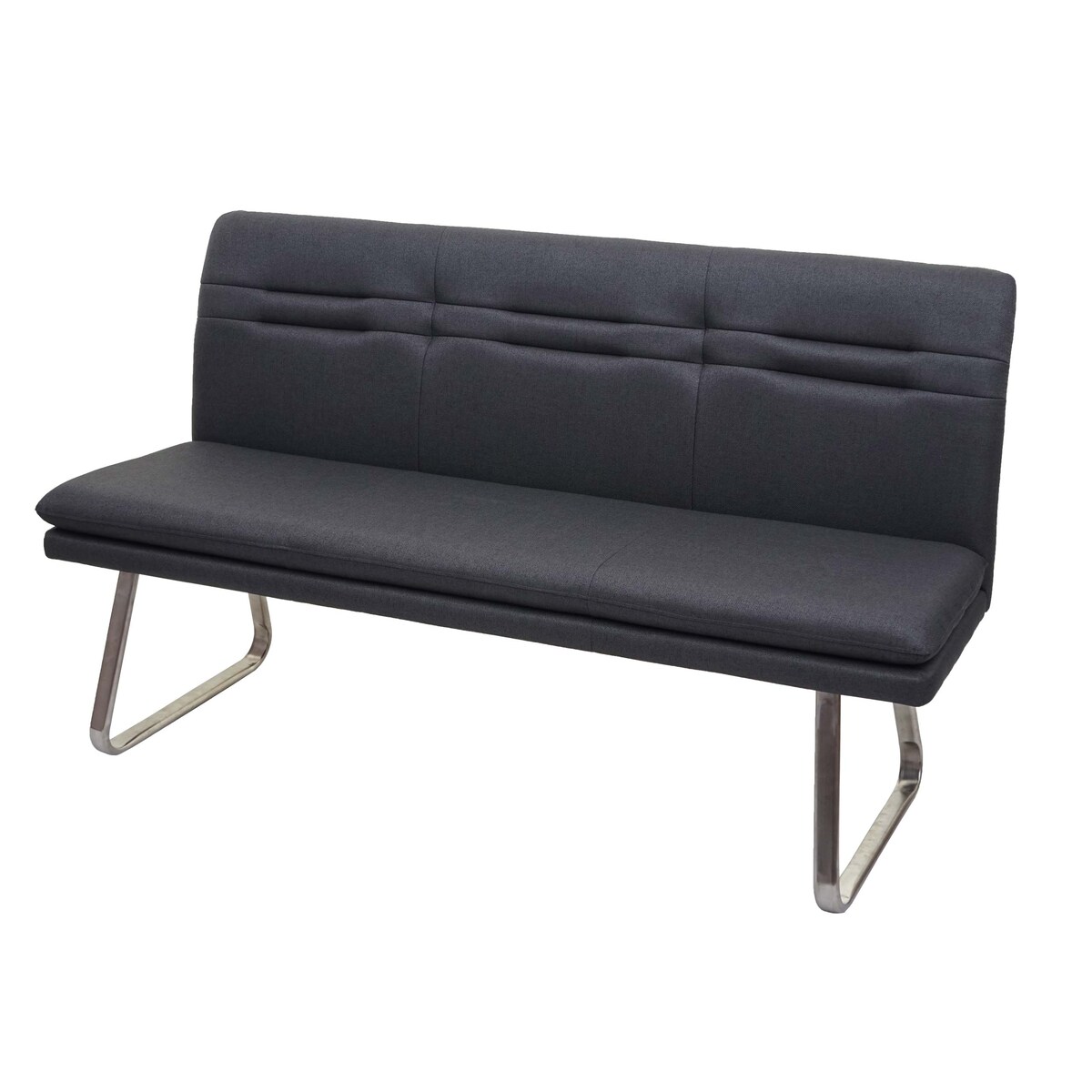 Mendler Sitzbank HWC-H70, Esszimmerbank Bank Polsterbank, Rückenlehne Stoff/Textil Edelstahl gebürstet ~ grau 160cm