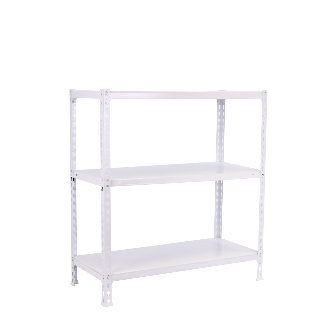 Ecoclick schraubenloses Metallregal 3 Böden. Farbe WEISS 900x900x300 mm