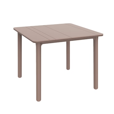 garbar NOA Mesa Quadrada Reciclada Interior, Exterior 90x90 Pé Marrom Terra - Tampo Marrom Terra