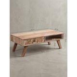 thumbnail of Moderner Landhaus-Stil Couchtisch, massives Holz, Schublade, Ablagefach. 95x50x35 cm | Kadima Design