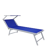 thumbnail of Lettino Prendisole Pieghevole Professionale in Alluminio e Tessuto Textilene Tettuccio Orientabile Parasole Sdraio Mare Spiaggia 182x60x38 cm Blu