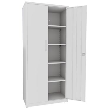 Armadio Armadietto In Metallo Multiuso Doppia Anta 5 Ripiani Regolabili Chiusura Con Doppia Chiave Mobiletto Documenti Ufficio 180x80x40 Cm Grigio