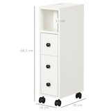 thumbnail of kleankin Armario de Baño Mueble Auxiliar para Baño Espacio Reducido con Ruedas Estantes Abiertos Armario Cajón 18x30x68,5 cm Blanco