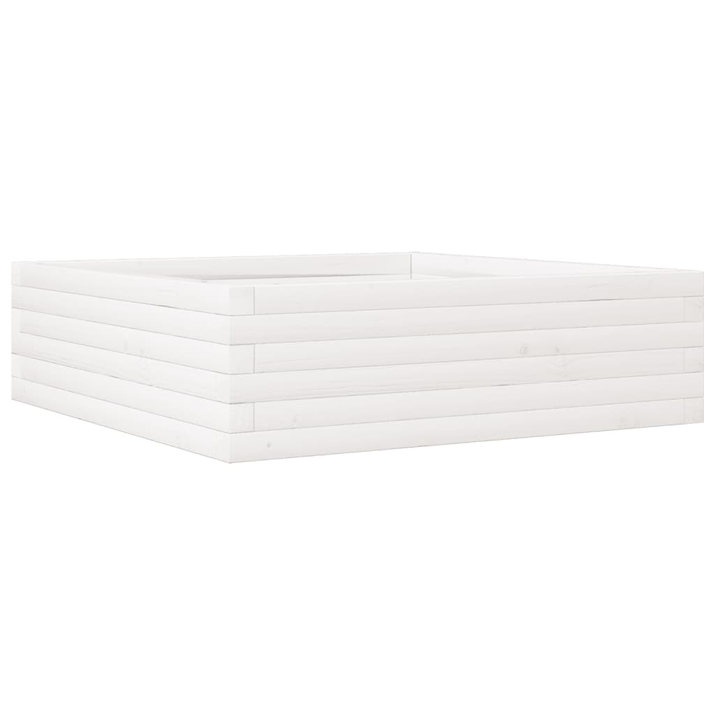 vidaXL Pflanzkübel Weiß 80x80x23 cm Massivholz Kiefer