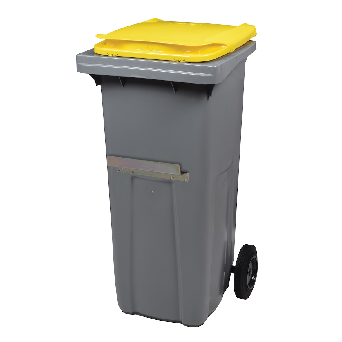 ROSSIGNOL Poubelle conteneur 2 roues 240L avec barre ventrale KOROK gris/jaune