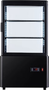 thumbnail of Getränke- und Gebäck-Kühlvitrine 58 Liter 4-seitig verglast schwarz +2/+10 °C 44,7x40x81,9h cm  Bullet points