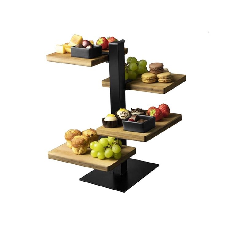 Gusta Serveertoren - 4 bamboe planken - Zwart