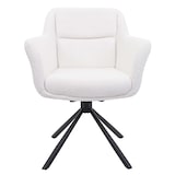 thumbnail of Set van 2 eetkamerstoelen HWC-K33, keukenstoel Stoel, draaibare autostand, stof MVG ~ bouclé-wit