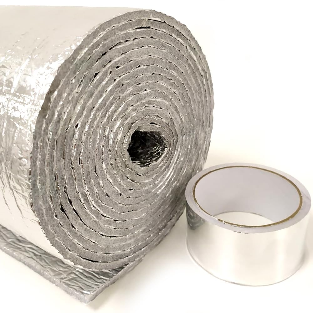 Aislante Térmico Reflexivo con Espuma (25mx1,20m) + Cinta de Aluminio (45m). Alto poder aislante para viviendas, oficinas…