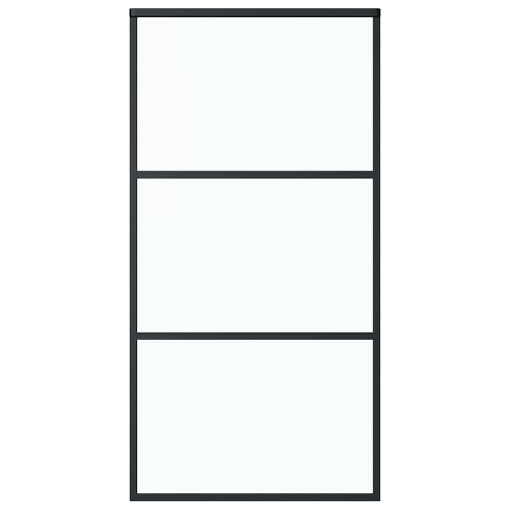 vidaXL Schiebetür ESG-Glas und Aluminium 102x205 cm Schwarz