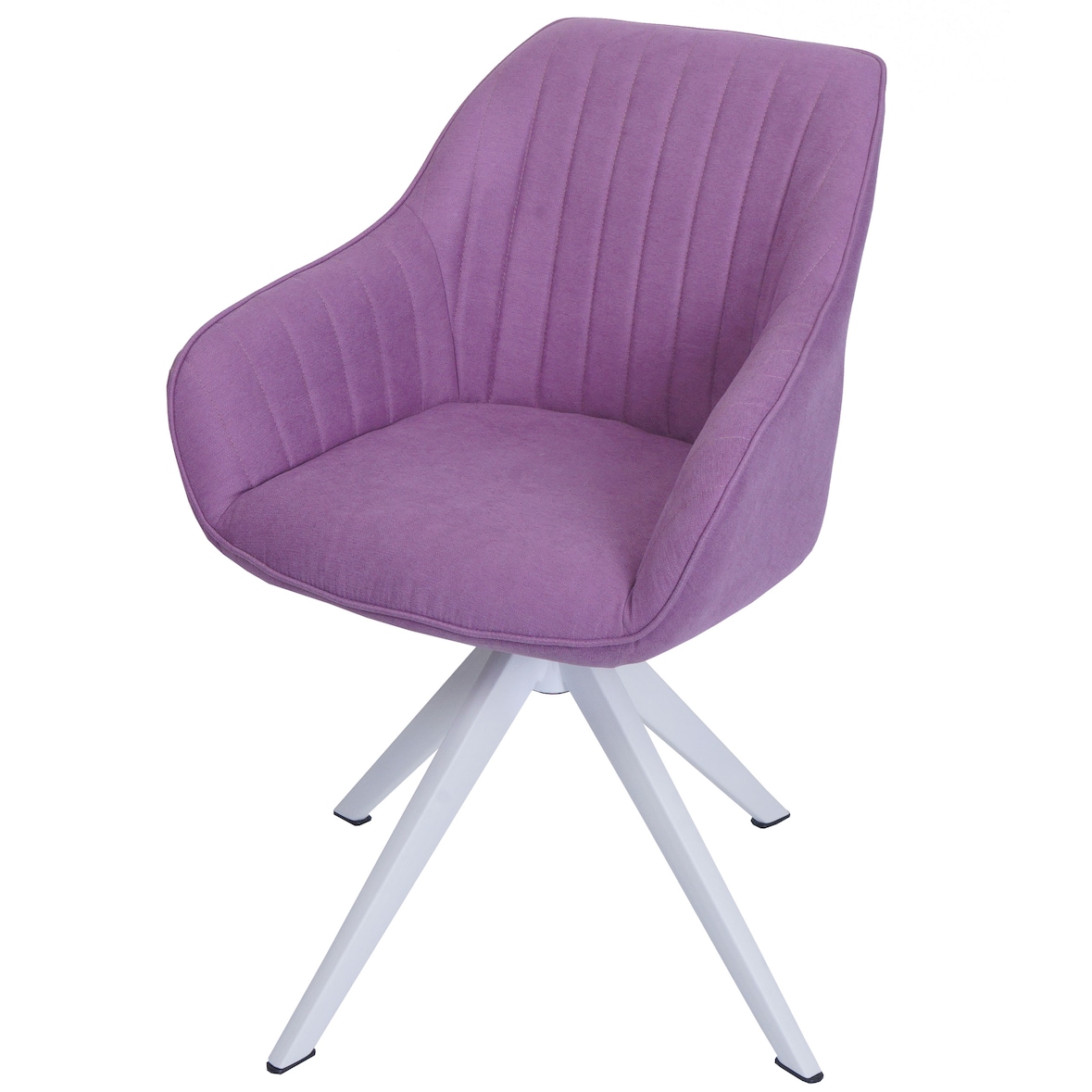 Sedia da pranzo HWC-K27, sedia da cucina Sedia con braccioli, girevole tessuto/tessuto ~ viola