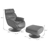 thumbnail of Relaxfauteuil met kruk HWC-K99, TV-fauteuil fauteuil, schommelfunctie draaibaar, metaal echt leer/imitatieleer ~ taupe