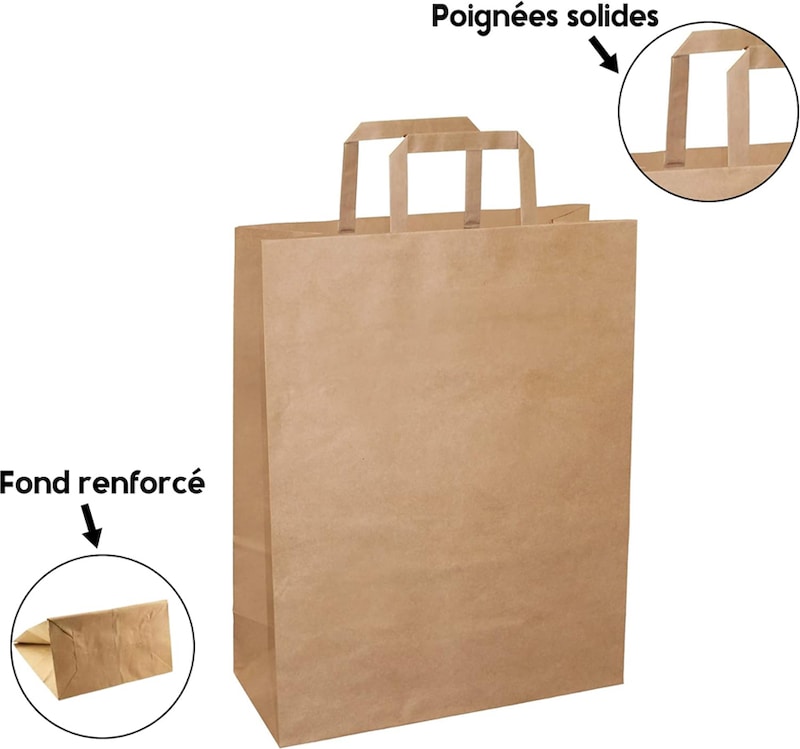 250 sacs papier kraft avec dessin12x6x20 cm pour Croissants