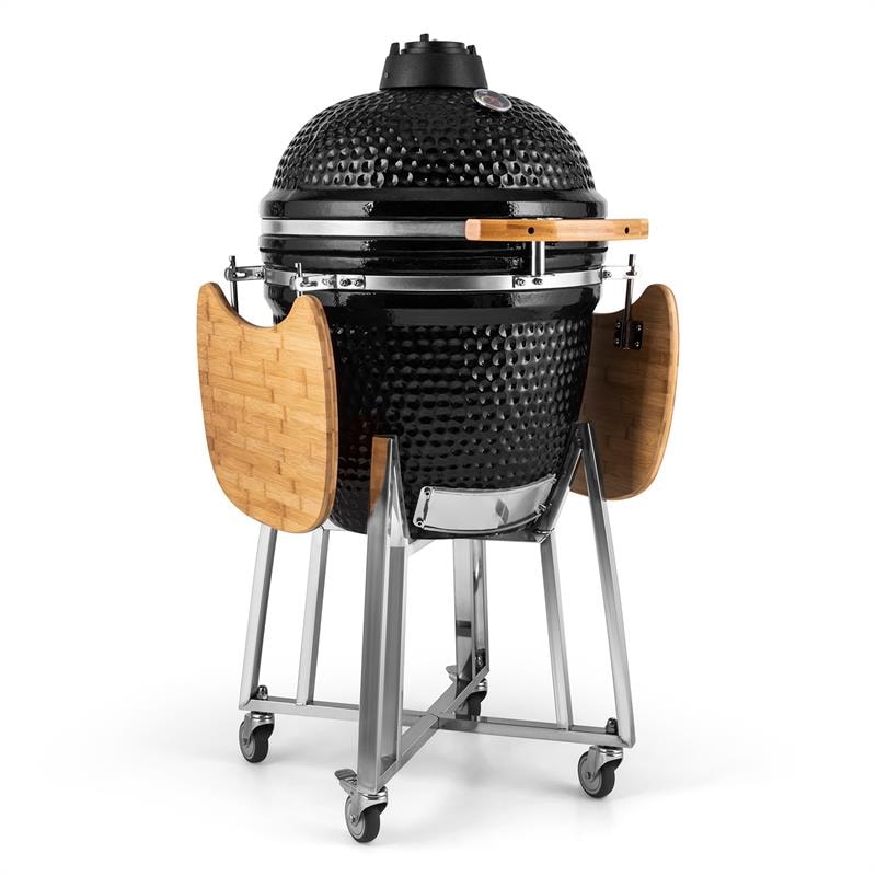 Kingsize Kamado-Grill Keramikgrill 21` Smoker Slowcooking Edelstahl Schwarz