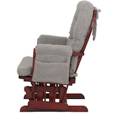 thumbnail of Relaxfauteuil HWC-C76, schommelstoel fauteuil + hocker stof bouclé 480g/m² Oeko-Tex ~ grijs donker frame