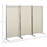 thumbnail of Biombo de 3 paneles biombo separador de ambientes 253x50x182 cm divisor de habitación plegable con 6 pies de metal beige