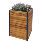 thumbnail of Fioriera HWC-L23, fioriera per aiuole rialzate, legno di acacia per esterni, alluminio certificato MVG ~ 60x42x42cm marrone