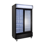 thumbnail of GastroHero Getränkekühlschrank ECO 1000 schwarz mit Schiebetüren, LED-Innenbeleuchtung & Leuchtaufsatz