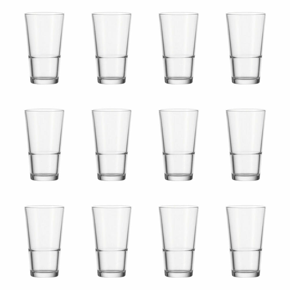 Leonardo Event Stapelbecher 12er Set, Longdrinkglas, Trinkglas, Wasserglas, Glas, 330 ml, 61700