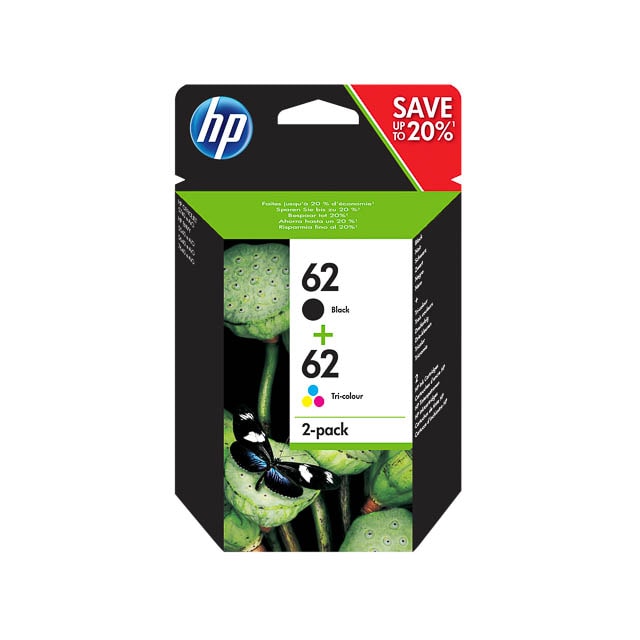 HP 62 inkt cartridge 2-pack blk/tri-color blis