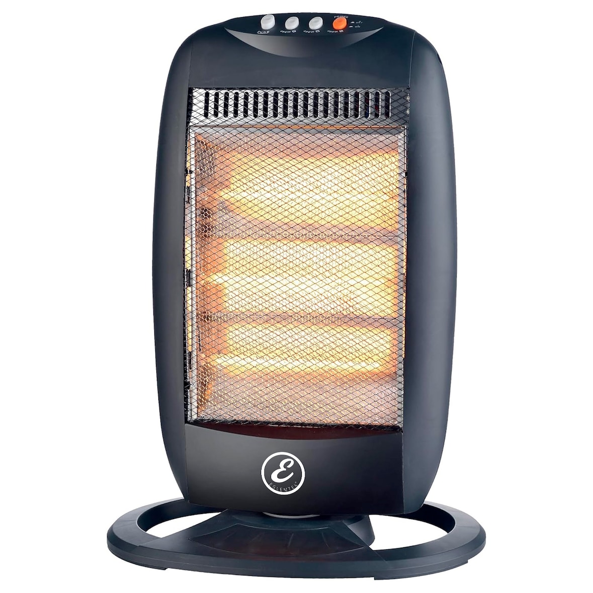 Stufa Alogena Oscillante 1200W con 3 Elementi 3 Livelli di Potenza Basso Consumo Oscillazione 70° Anti Ribaltamento Fino A 40m² 38 × 28 × 55 cm Nero