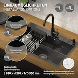 thumbnail of ML-Design Spülbecken Edelstahl 68 × 45 cm Anthrazit – Einbauspüle mit Abtropfkorb, Seifenspender & Ab-/Überlaufgarnitur, Einzelbecken mit Siphon