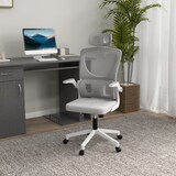 thumbnail of Ergonomischer Bürostuhl Mesh Grau 60x59x122 cm höhenverstellbar 45 bis 53 cm mit Armlehnen Kopfkissen Wippfunktion Lendenstütze
