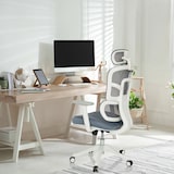 thumbnail of Sedia da ufficio / Sedia girevole ERGOMY I W Seduta in tessuto / Schienale in rete blu mybuero