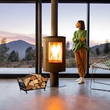 thumbnail of Relaxdays Kaminholzkorb, Metall, klappbarer Holztragekorb, HxBxT: 33 x 66 x 30,5 cm, Kaminholzhalter für innen, schwarz