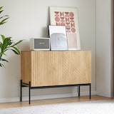 thumbnail of Sideboard 100x40x75 cm 2 Türen Metallbeine moderne Kommode Wohnzimmer Flur Esszimmer Naturholz Design Aufbewahrung