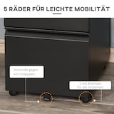 thumbnail of Rollcontainer Büroschrank Stahl Schwarz 39x48x60 cm mit 3 Schubladen und Rollen abschließbar, zentrale Verriegelung, für Büro und Home Office
