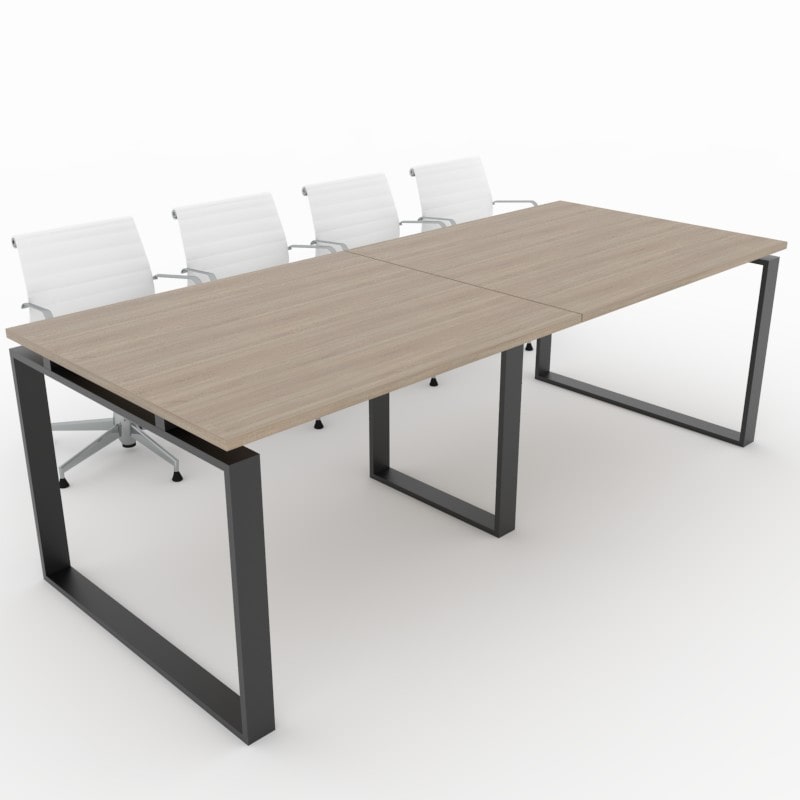 Oficit. Mesa de reuniones. Estructura metálica Marco Cerrado negro con tablero olmo. Fabricado en España. Medidas: 240x100cm (largo x ancho)