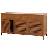 thumbnail of Teak-Badezimmerkommode HWC-M90, Badschrank Waschtisch, hochwertiges B-Grade-Teak (Kernholz, 20-30 Jahre), 81x155x50cm