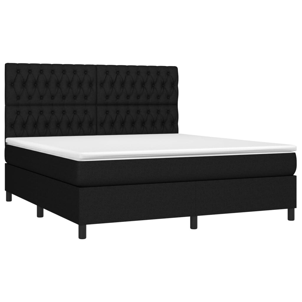 vidaXL Boxspringbett mit Matratze & LED Schwarz 180x200 cm Stoff
