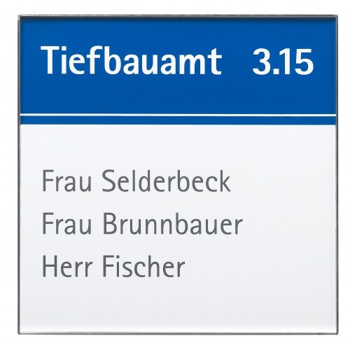 Rio Türschild 150 | 150x150mm | Edelstahl | Türschild Büro | Büroschild | inkl. entspiegelter Abdeckung