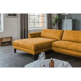 thumbnail of KAWOLA Sofa MALTA Ecksofa Stoff gold mit motorischer Relaxfunktion und Kopfstütze Recamiere links