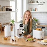 thumbnail of Nordic Conjunto Máquina de Café de 20 Bar Cápsulas e Café Moído + Chaleira Elétrica 1,7L + Torradeira de Pão 2 Fendas Largas,Briebe,SKT1209WHT,Branco