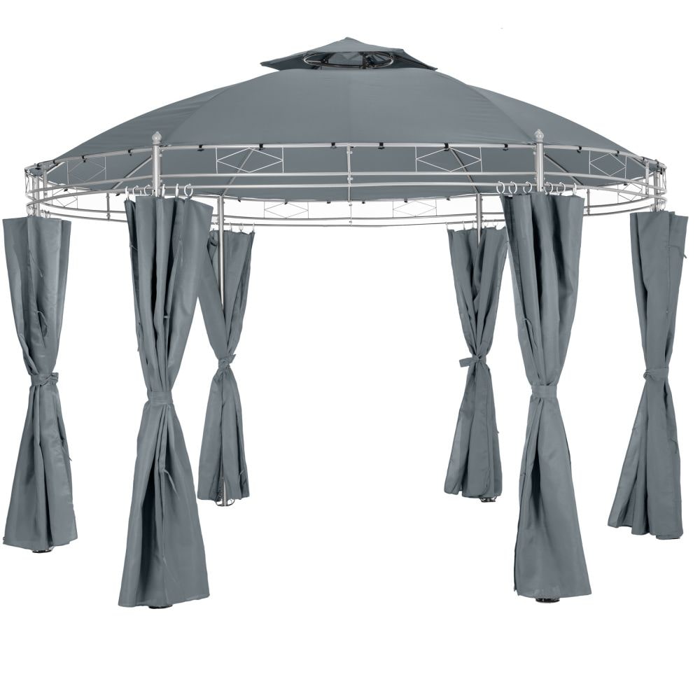 Helloshop26 - Gazebo de jardim 3,5 m de diâmetro cinza antracite 2208176