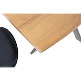 thumbnail of Esstisch Baumkante Holz-Optik Wildeiche 140 x 80 Spider-Gestell silber JOSY